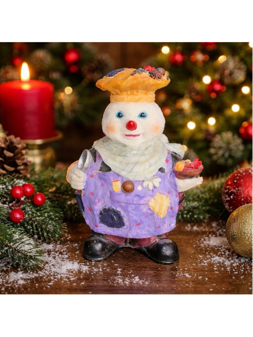 1995 World Bazaars Christmas Snowman Chef Figurine